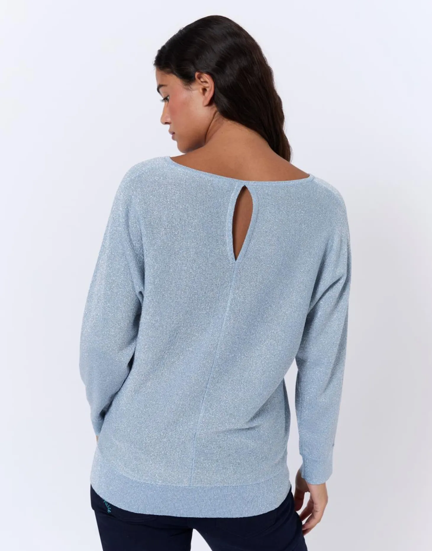 Pull fin brillant BLEU Femme