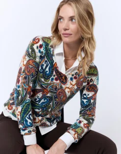 Pull fin en mélange cachemire imprimé MULTICOLORE Femme