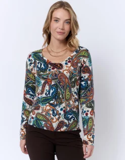 Pull fin en mélange cachemire imprimé MULTICOLORE Femme