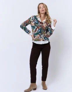 Pull fin en mélange cachemire imprimé MULTICOLORE Femme