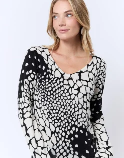 Pull fin en mélange cachemire imprimé ECRU Femme