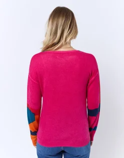 Pull fin en mélange cachemire color bloc MULTICOLORE Femme