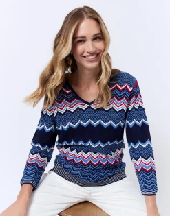 Pull fin en mélange coton multicolore MARINE Femme