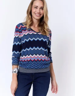 Pull fin en mélange coton multicolore MARINE Femme