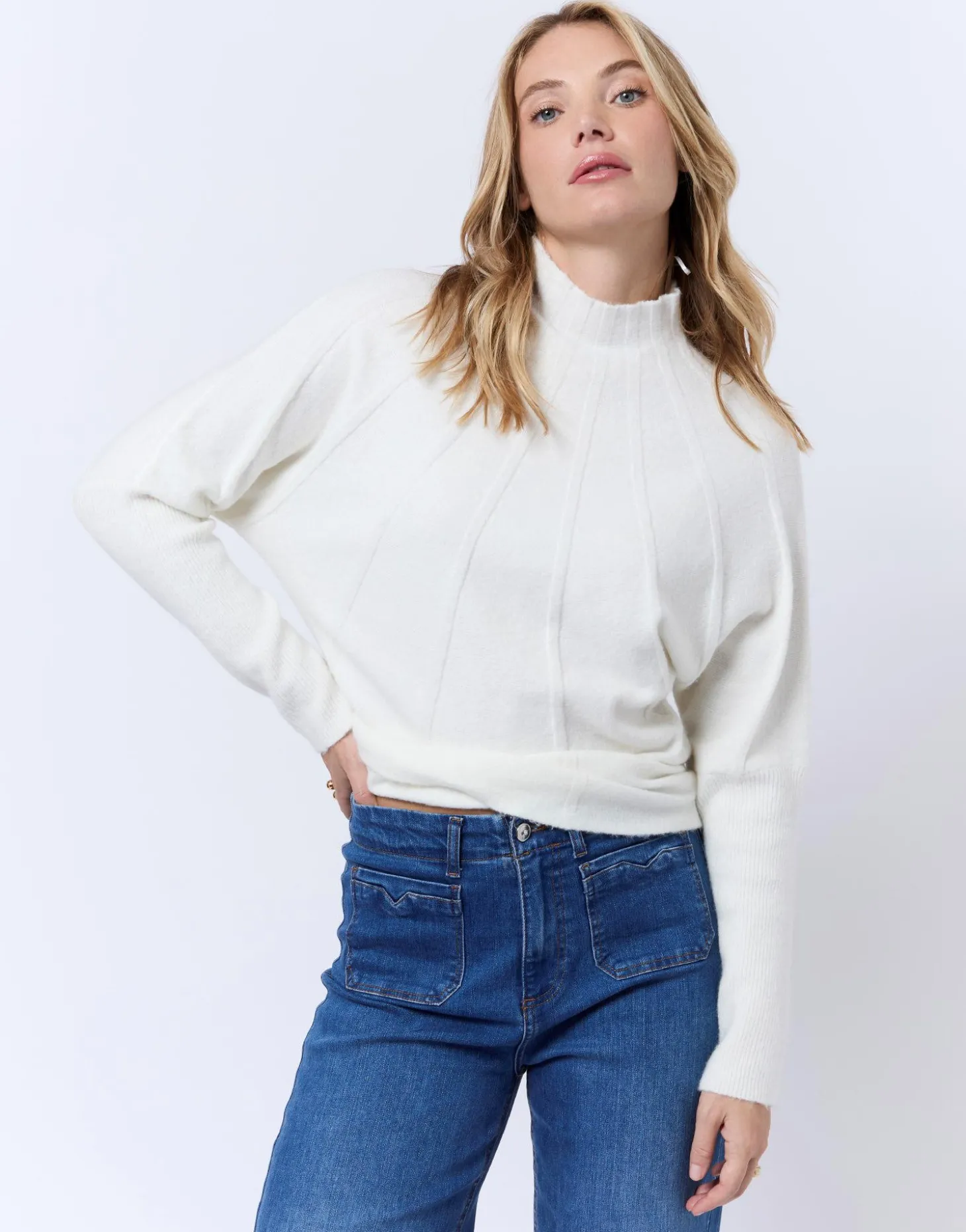 Pull fin en mélange laine uni ECRU Femme