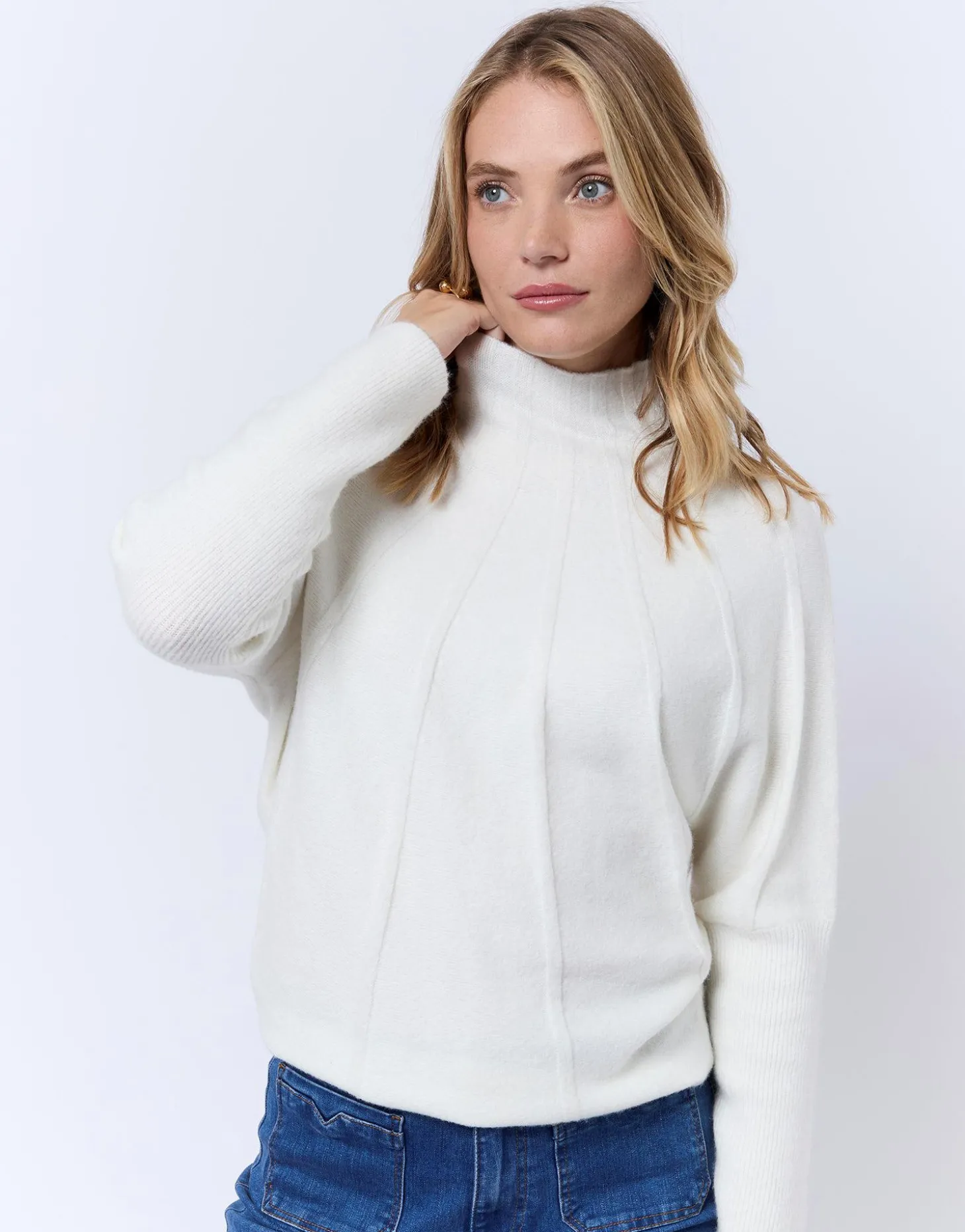 Pull fin en mélange laine uni ECRU Femme