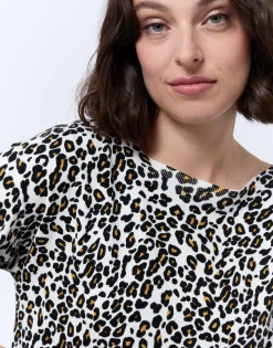 Pull fin imprimé léopard MARRON Femme
