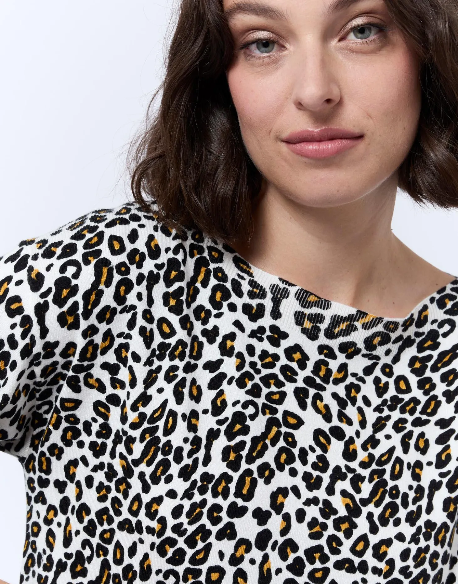 Pull fin imprimé léopard MARRON Femme