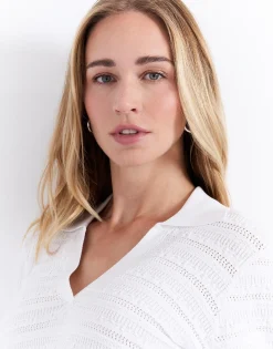 Pull fin long uni BLANC Femme
