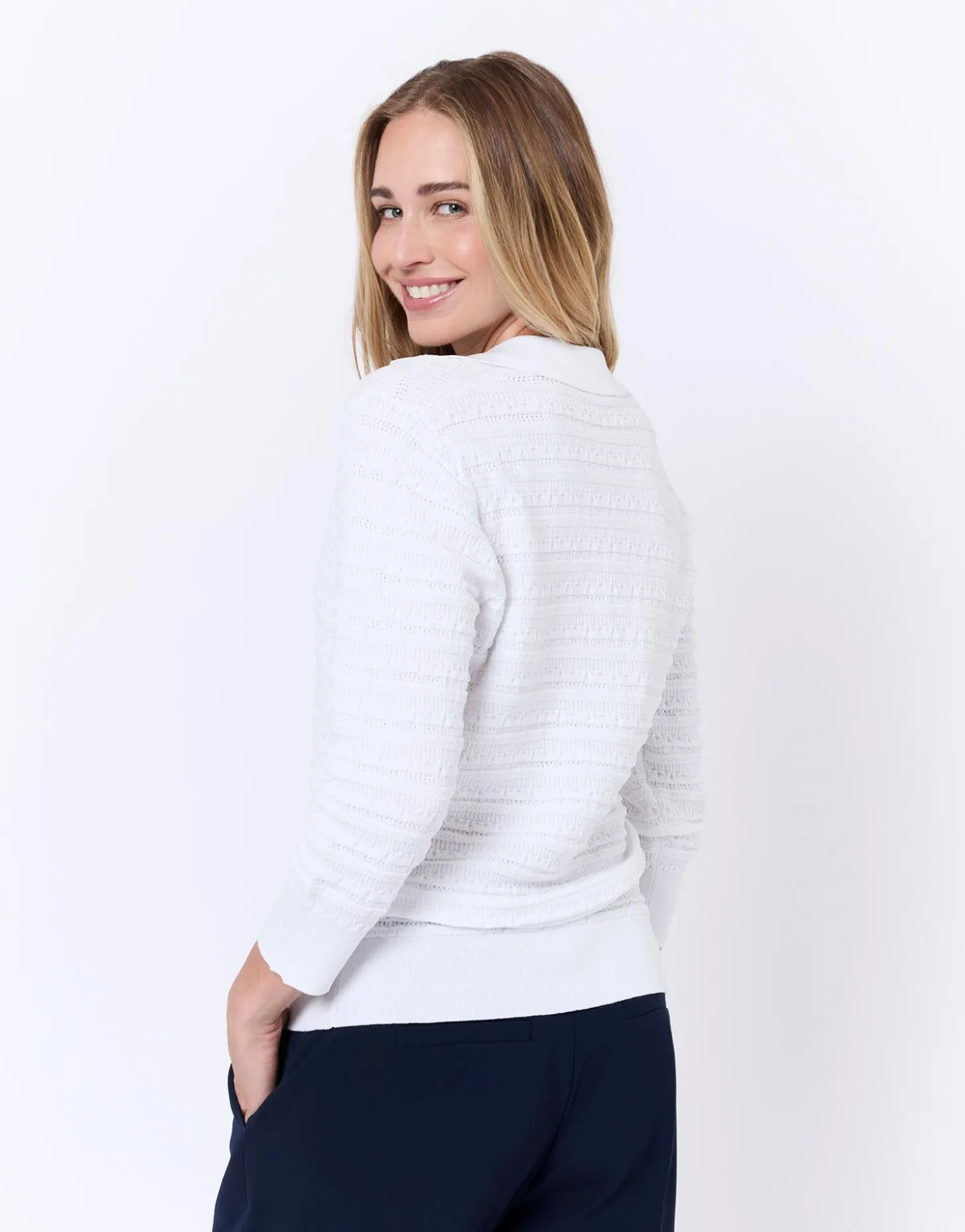 Pull fin long uni BLANC Femme