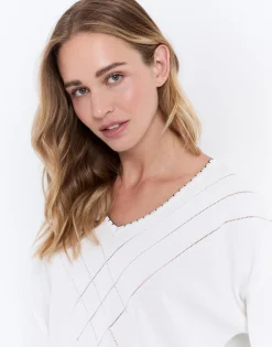 Pull fin uni BLANC Femme