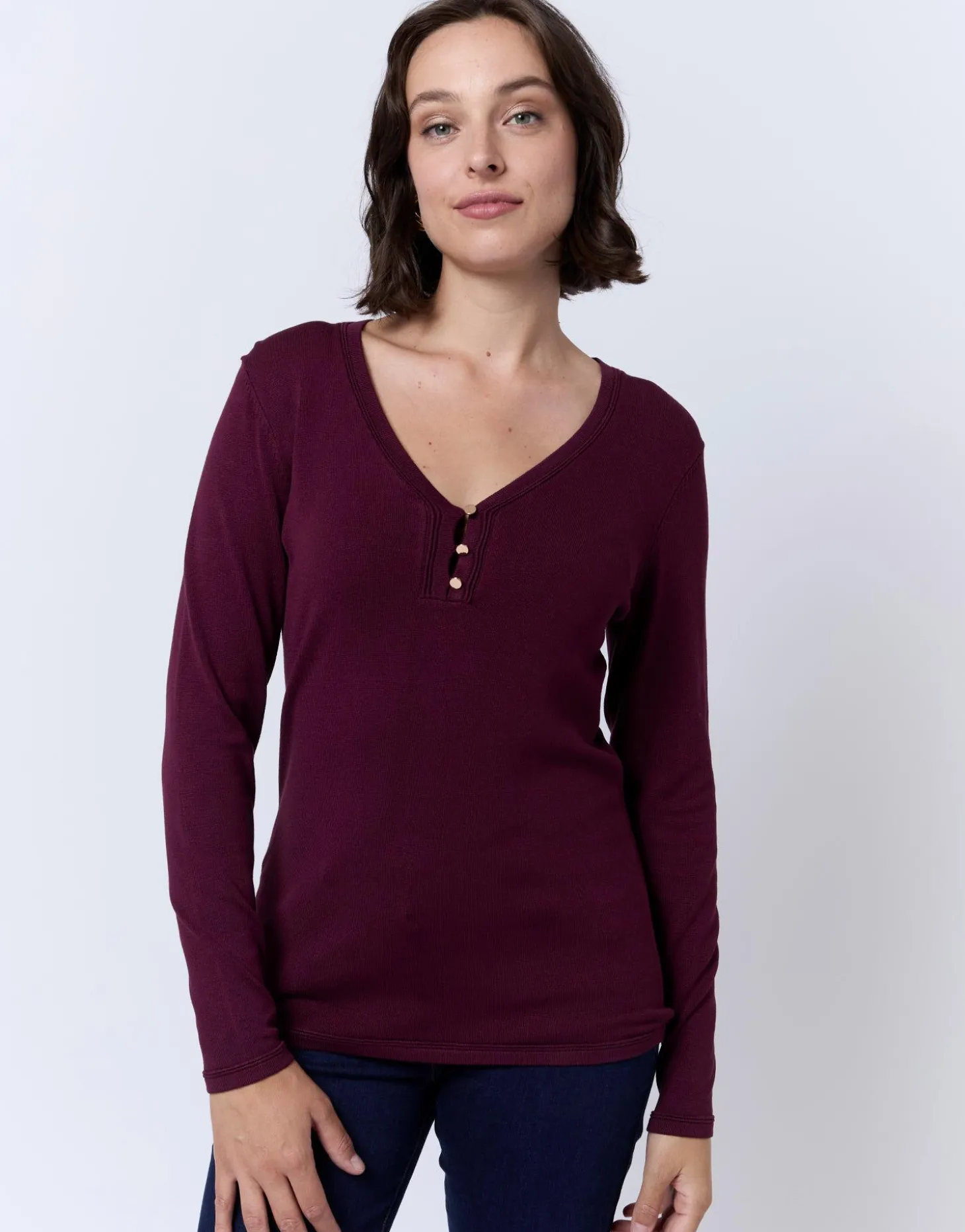 Pull fin uni BORDEAUX Femme