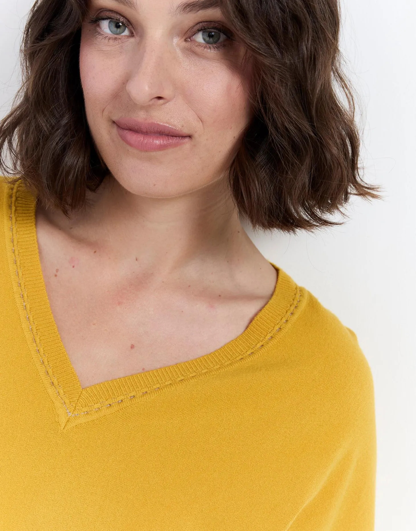Pull fin uni JAUNE Femme