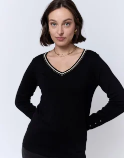 Pull fin uni NOIR Femme