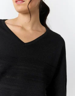 Pull fin uni NOIR Femme