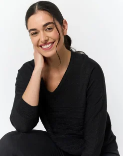 Pull fin uni NOIR Femme