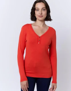 Pull fin uni ORANGE Femme