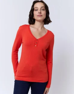 Pull fin uni ORANGE Femme