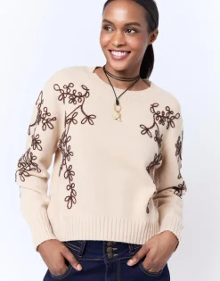 Pull épais bicolore BEIGE Femme
