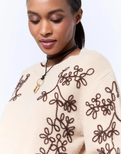 Pull épais bicolore BEIGE Femme