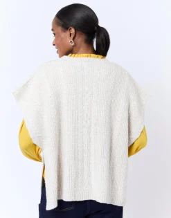Pull épais court en mélange laine uni BEIGE Femme