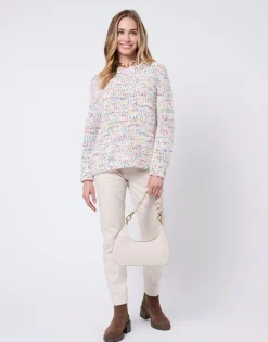 Pull épais court multicolore ECRU Femme