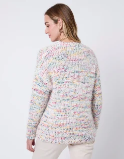 Pull épais court multicolore ECRU Femme