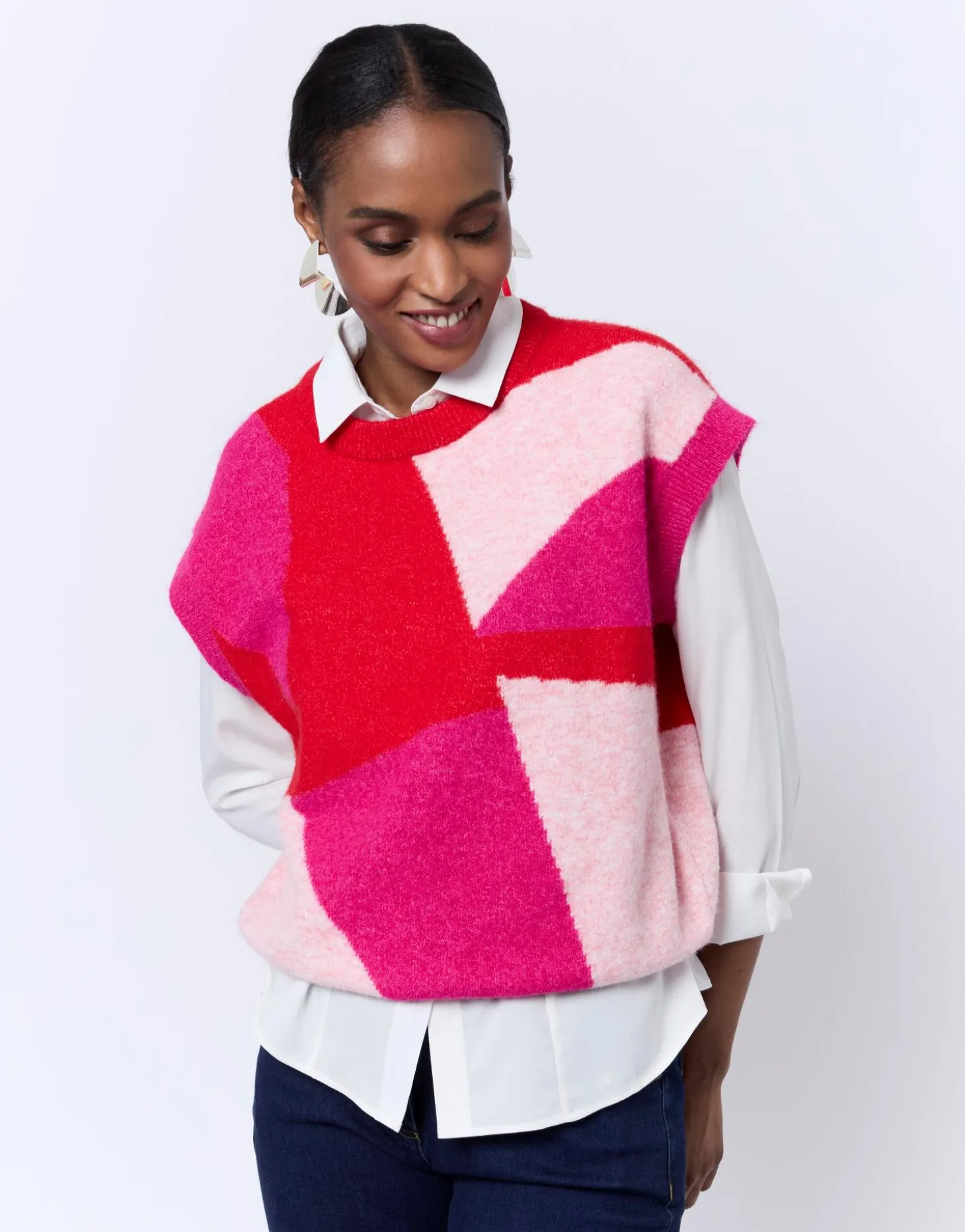 Pull épais en mélange laine color bloc MULTICOLORE Femme
