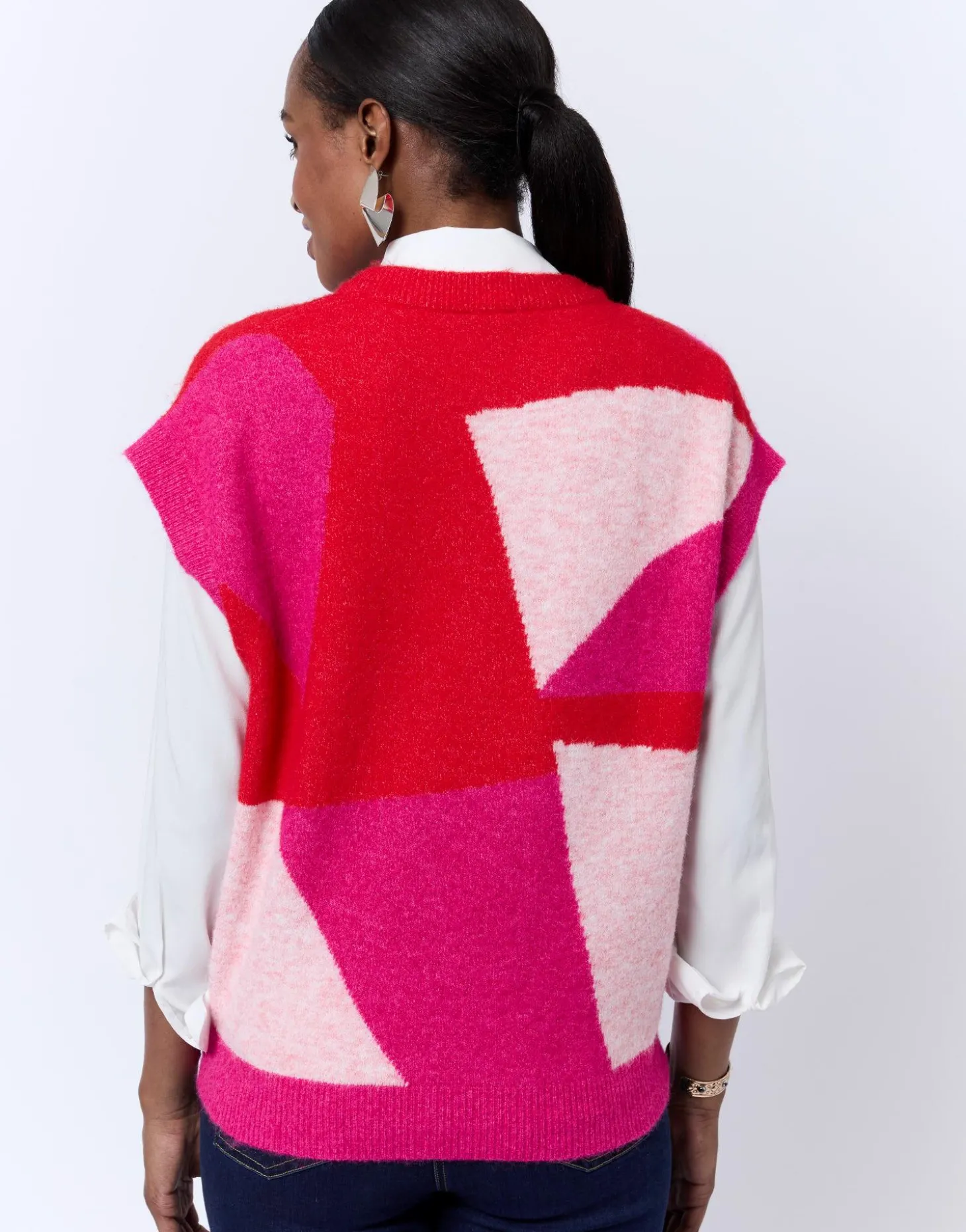 Pull épais en mélange laine color bloc MULTICOLORE Femme