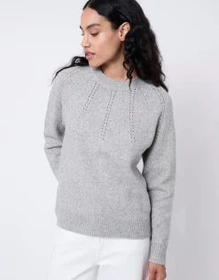 Pull épais en mélange laine chiné GRIS Femme