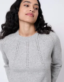 Pull épais en mélange laine chiné GRIS Femme