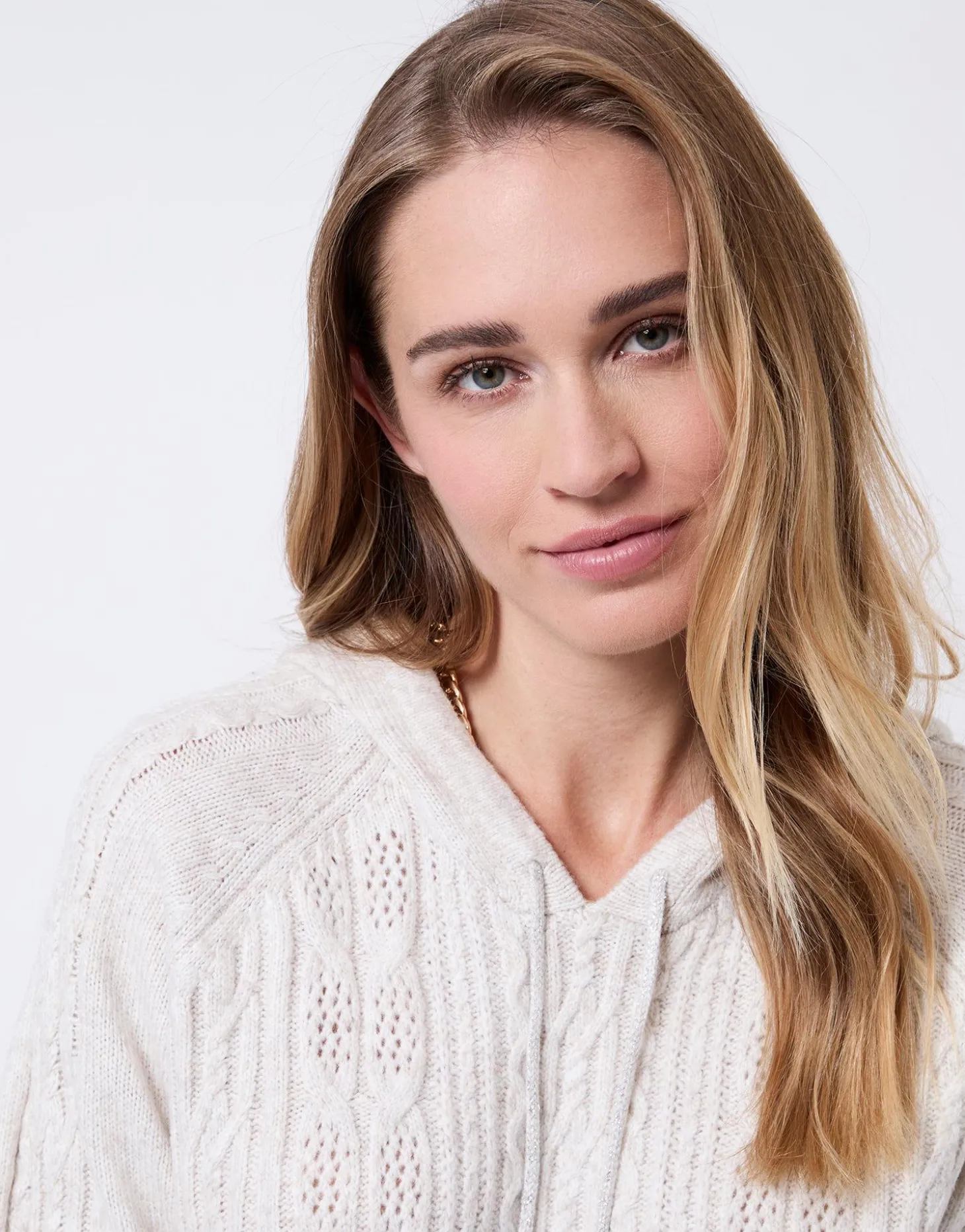 Pull épais en mélange laine uni BEIGE Femme