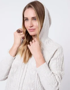 Pull épais en mélange laine uni BEIGE Femme