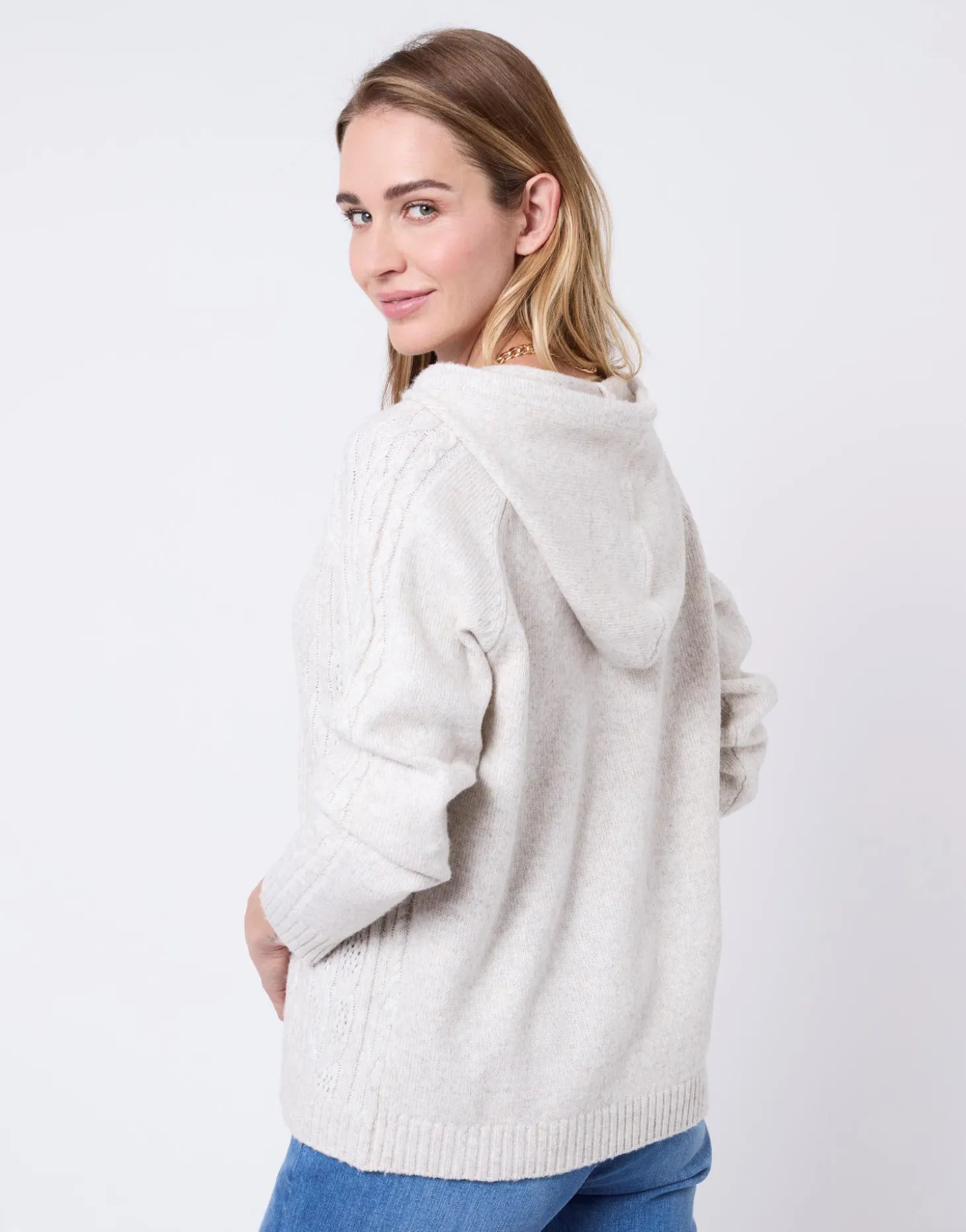 Pull épais en mélange laine uni BEIGE Femme