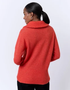 Pull épais en mélange laine uni ORANGE Femme