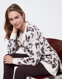 Pull épais mi-long à motifs ECRU Femme