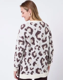Pull épais mi-long à motifs ECRU Femme