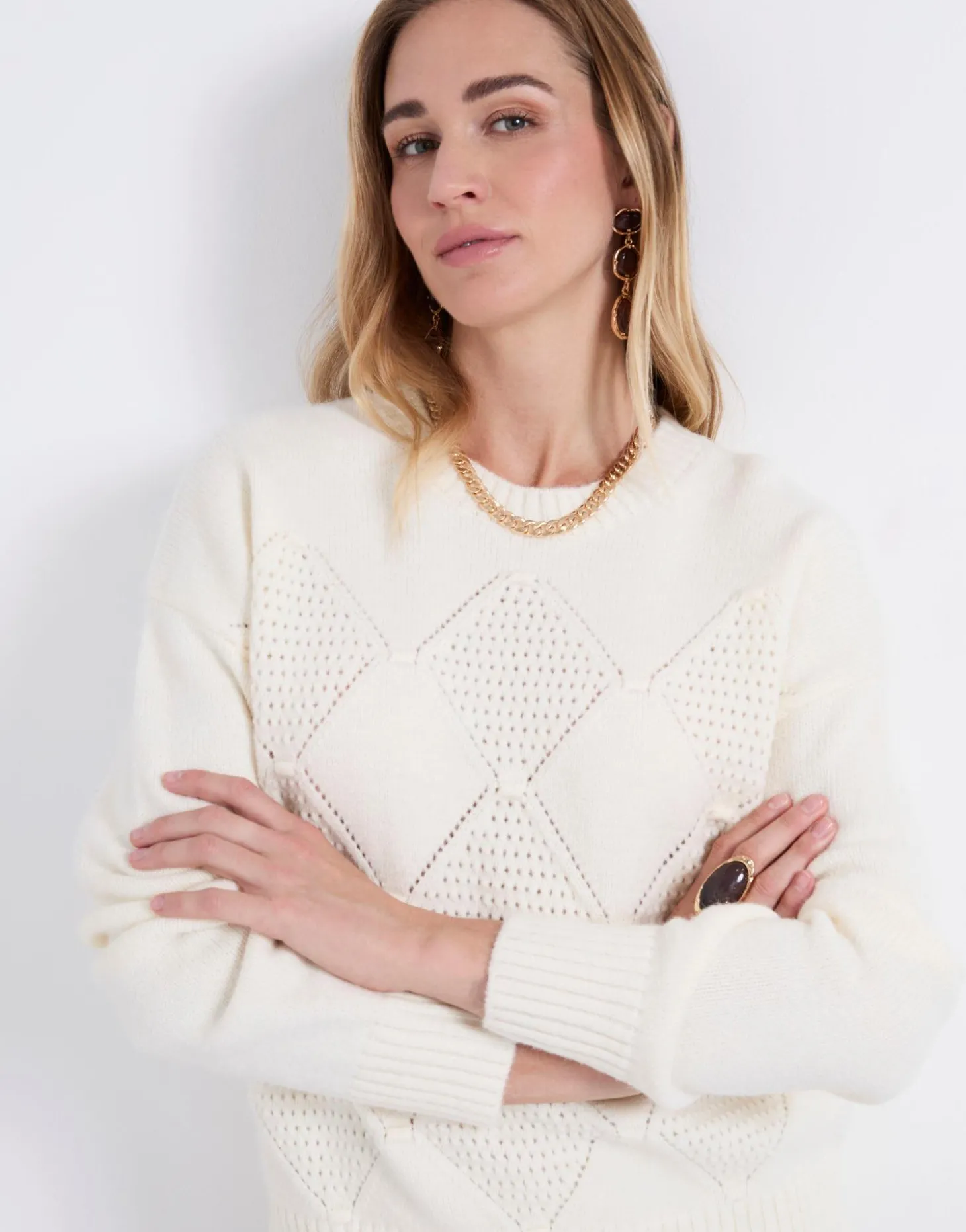 Pull épais uni ECRU Femme