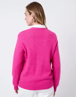 Pull épais uni FUCHSIA Femme