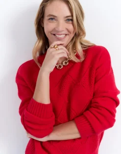 Pull épais uni ROUGE Femme