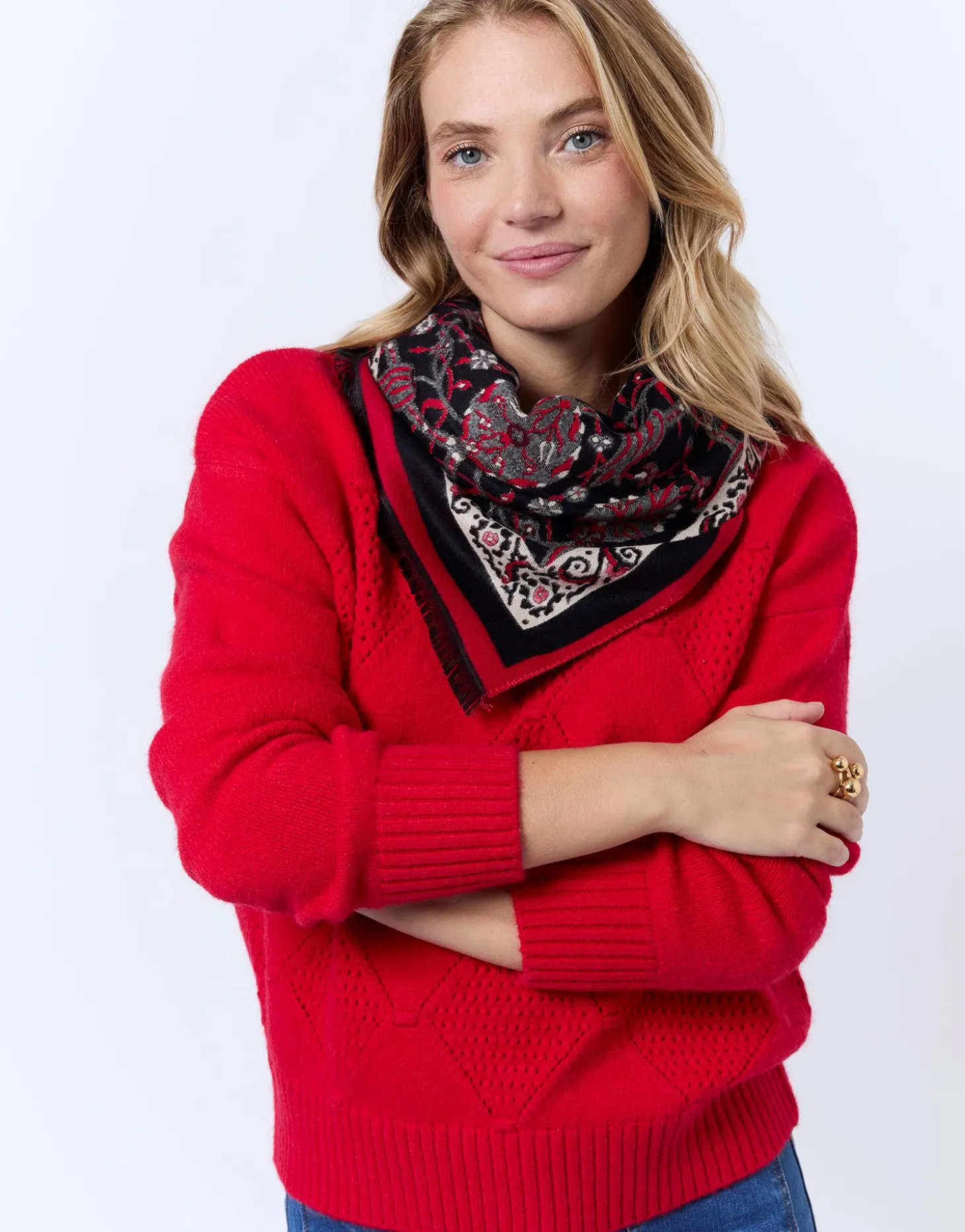 Pull épais uni ROUGE Femme