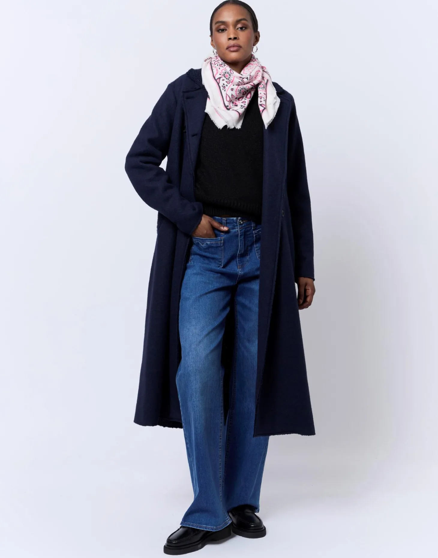 Redingote longue unie MARINE Femme