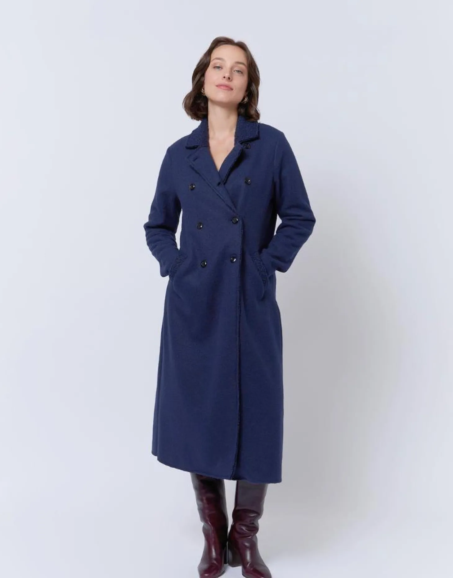 Redingote longue unie MARINE Femme