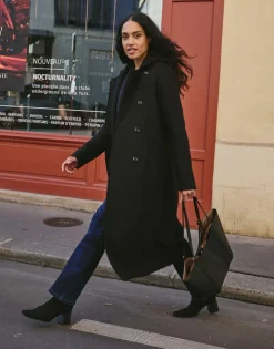 Redingote longue unie NOIR Femme
