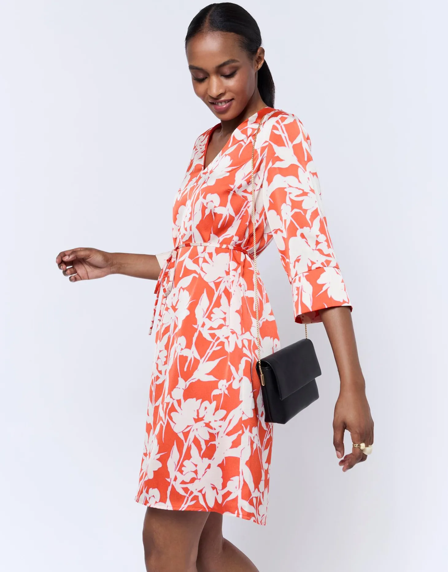 Robe courte imprimé à fleurs ORANGE