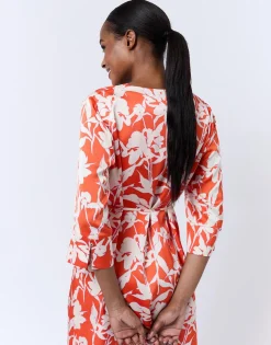 Robe courte imprimé à fleurs ORANGE