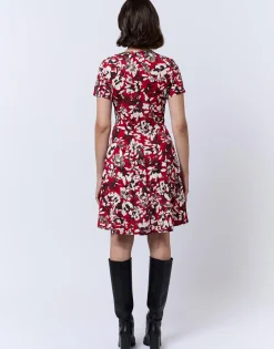 Robe courte imprimé à fleurs ROUGE