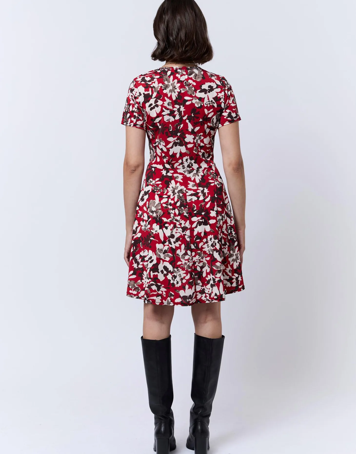 Robe courte imprimé à fleurs ROUGE