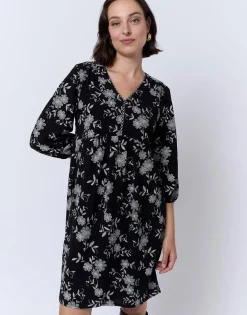Robe courte imprimé à fleurs NOIR