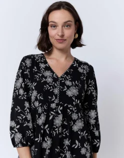 Robe courte imprimé à fleurs NOIR